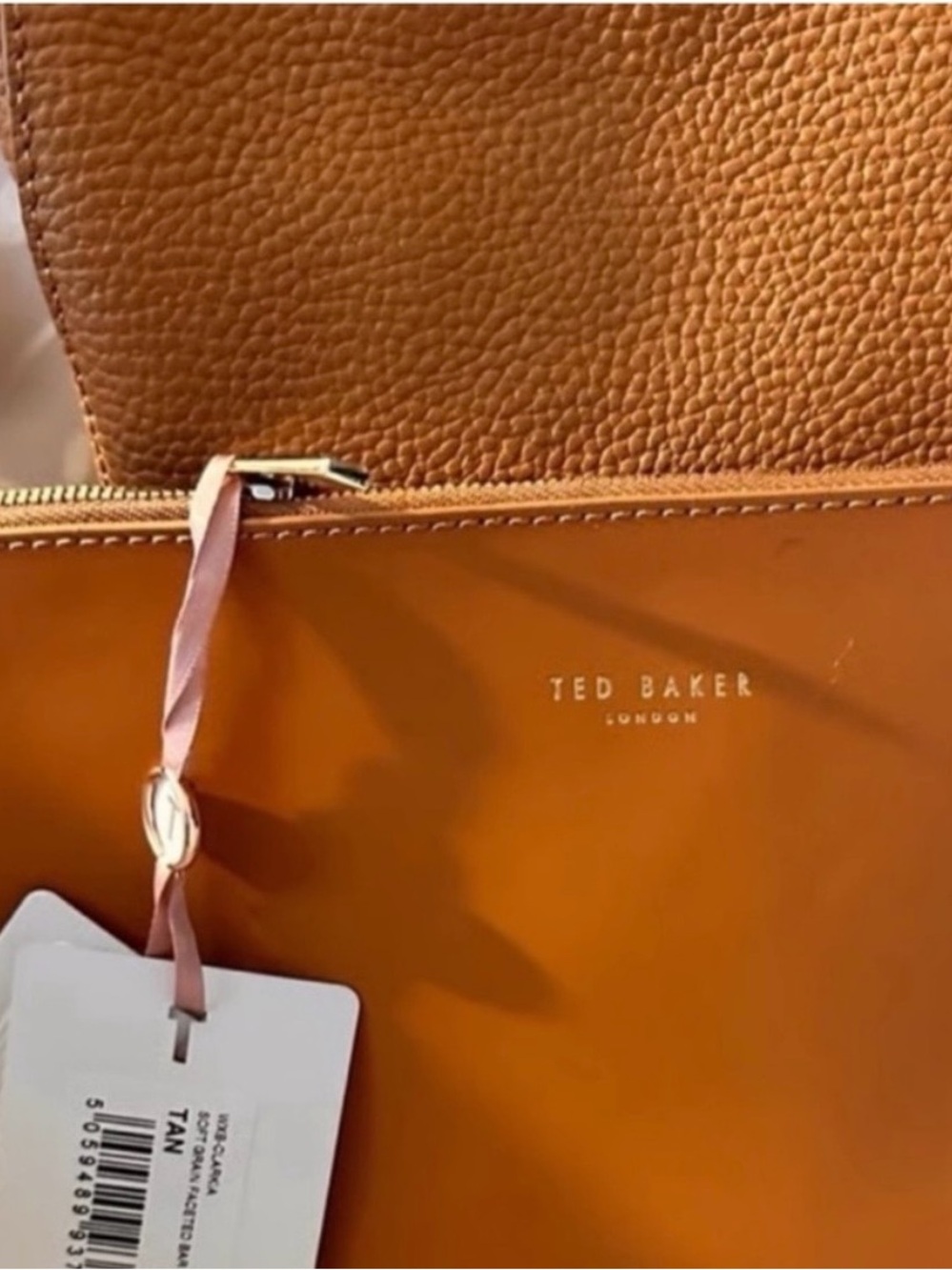 Ted Baker Camel Leather Tote with Silver Accent - Picture 3 of 8